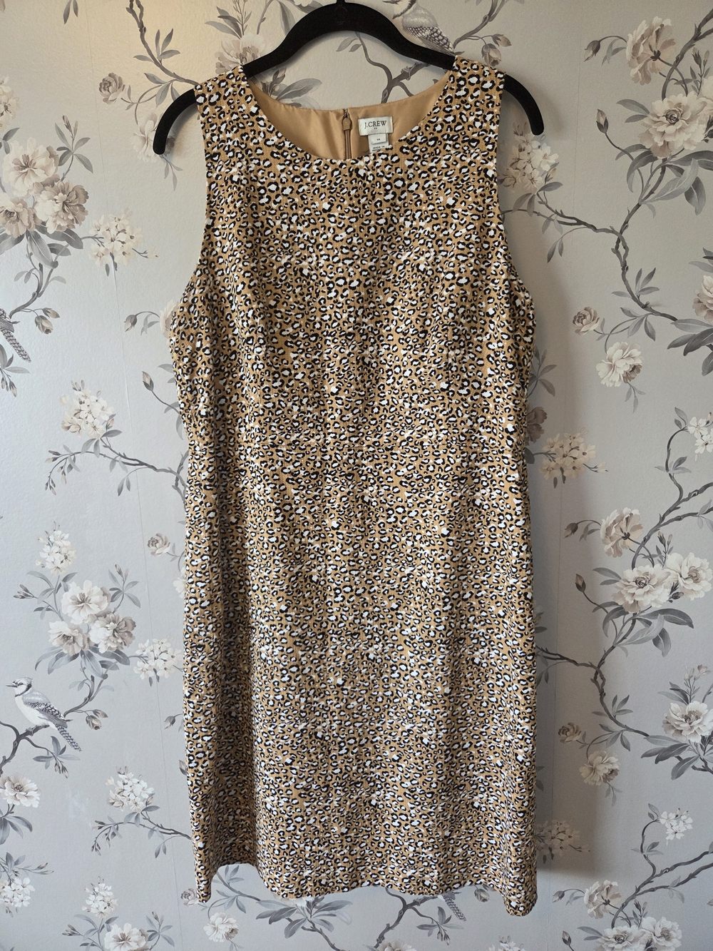 J. Crew Women's Sleeveless Leopard Print Shift Dress in Tan Size 14